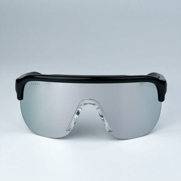 NEW Gucci GG1645S  003 Black Grey Silver Mirrored Unisex Mask Sunglasses main image 7
